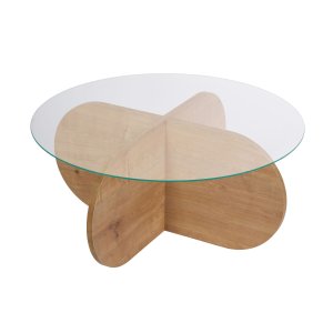 NORDVRK Aeris sofabord, rund - klar glas og Safir eg melamin (75)