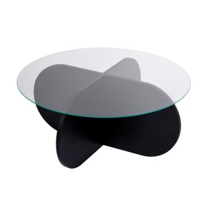 NORDVRK Aeris sofabord, rund - klar glas og sort tr melamin (75)