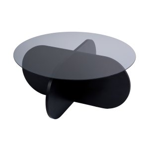 NORDVRK Aeris sofabord, rund - rgfarvet glas og sort tr melamin (75)