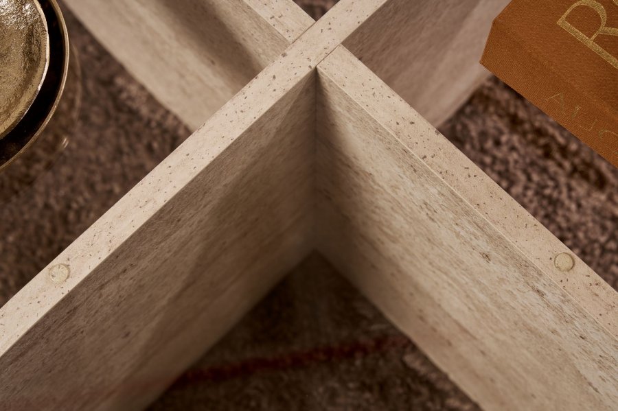 NORDVRK Aeris - Travertin, gjennomsiktig salongbord