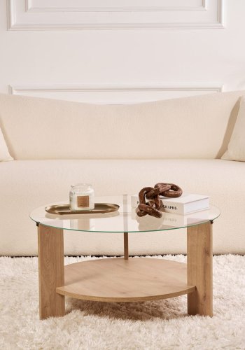 NORDVRK Clara - Safir eik, gjennomsiktig salongbord