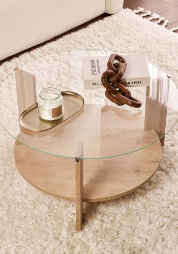 NORDVRK Clara - Safir eik, gjennomsiktig salongbord