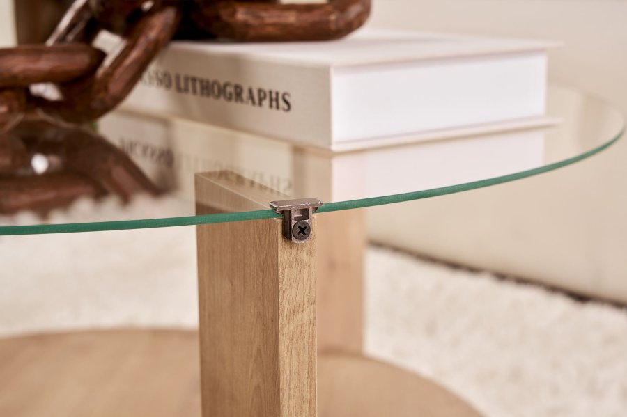 NORDVRK Clara - Safir eik, gjennomsiktig salongbord