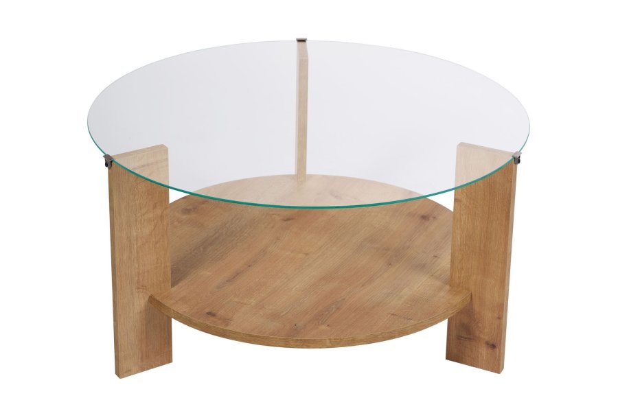 NORDVRK Clara - Safir eik, gjennomsiktig salongbord