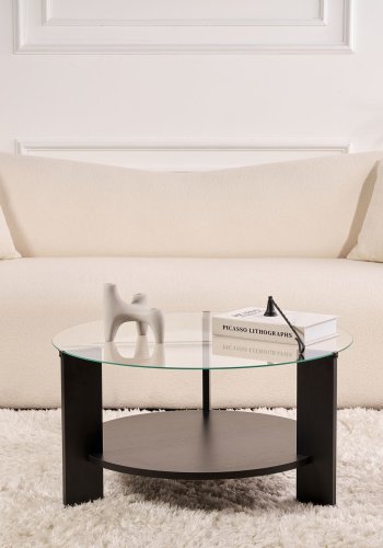 NORDVRK Clara - Svart tre, gjennomsiktig salongbord