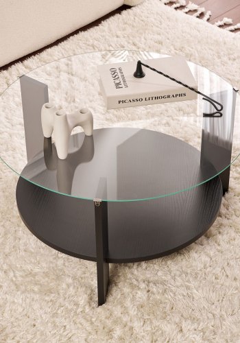 NORDVRK Clara - Svart tre, gjennomsiktig salongbord