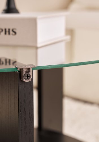 NORDVRK Clara - Svart tre, gjennomsiktig salongbord