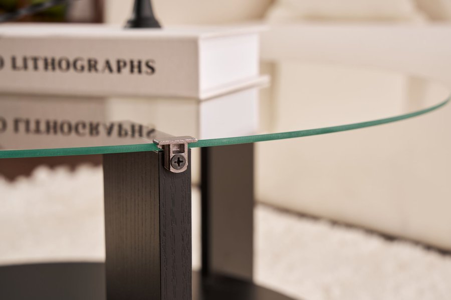 NORDVRK Clara - Svart tre, gjennomsiktig salongbord