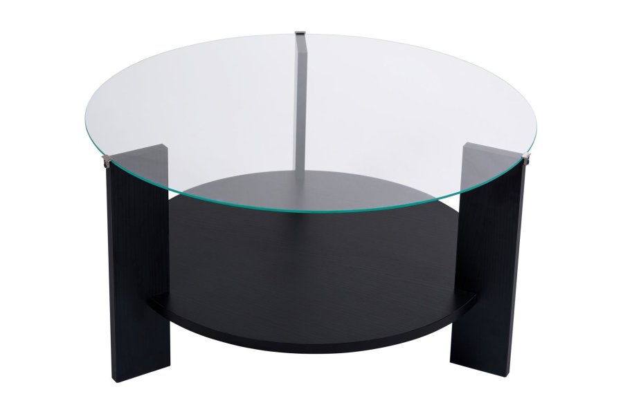NORDVRK Clara - Svart tre, gjennomsiktig salongbord