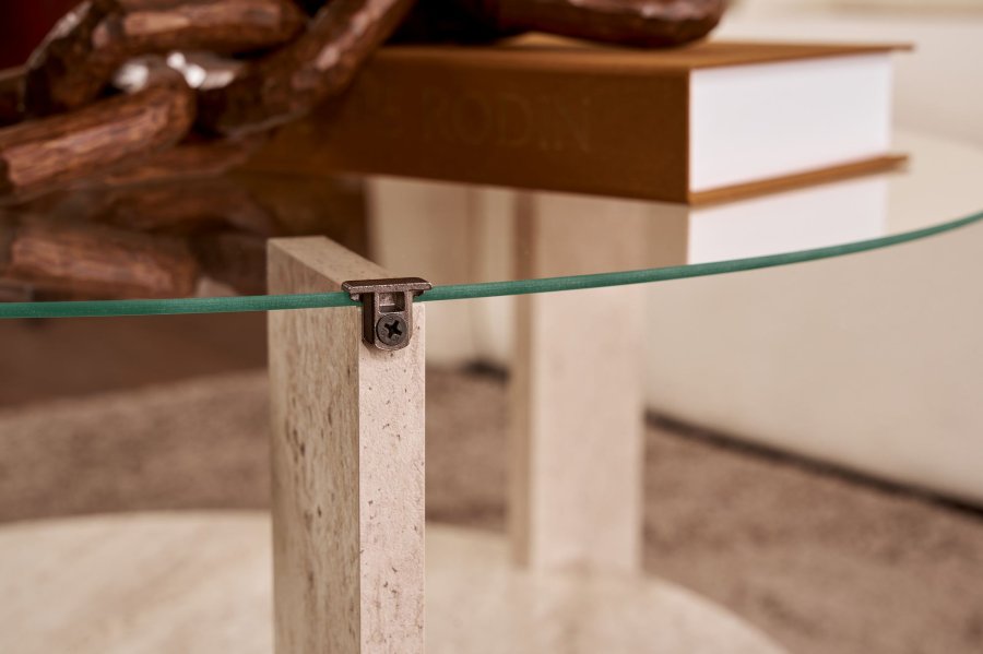 NORDVRK Clara - Travertin, gjennomsiktig salongbord