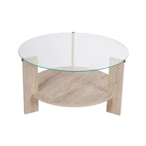 NORDVÄRK Clara - Travertin, gennemsigtigt sofabord