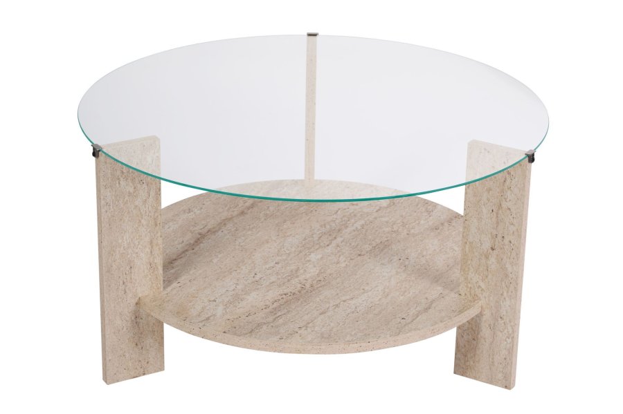 NORDVRK Clara - Travertin, gjennomsiktig salongbord