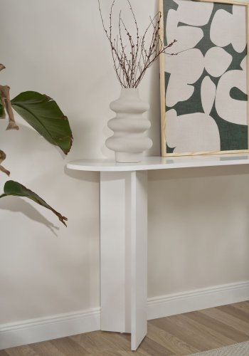 NORDVRK Sira konsolbord, oval - hvid melamin (150x35)