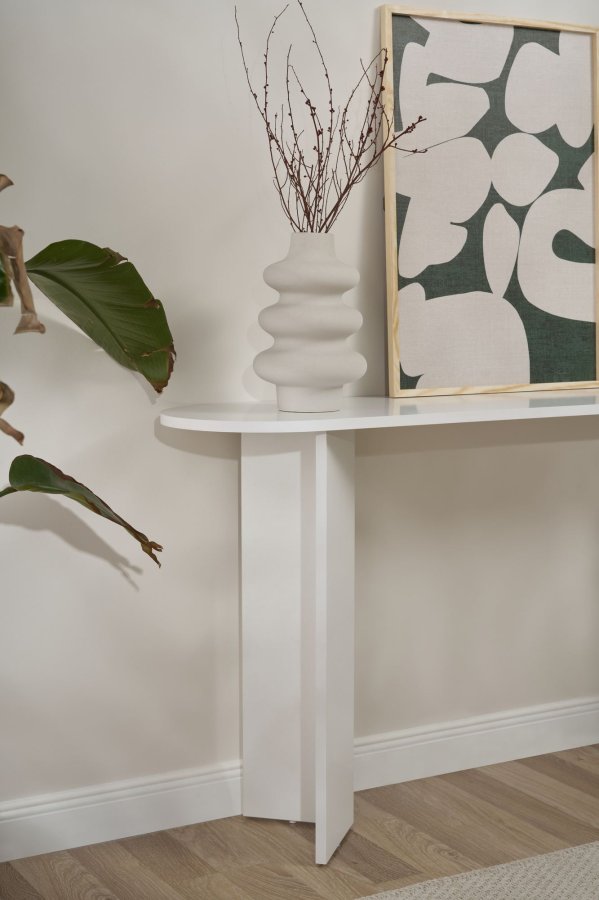NORDVRK Sira konsolbord, oval - hvid melamin (150x35)