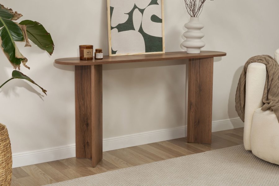 NORDVRK Sira konsolbord, oval - VNT valnd melamin (150x35)