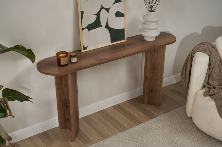 NORDVRK Sira konsolbord, oval - VNT valnd melamin (150x35)