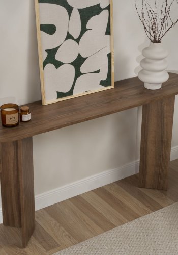 NORDVRK Sira konsolbord, oval - valnd melamin (150x35)