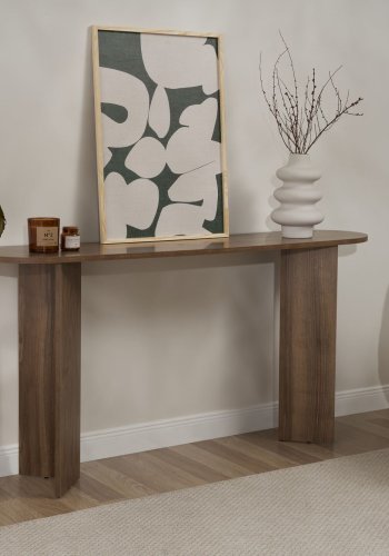 NORDVRK Sira konsolbord, oval - valnd melamin (150x35)