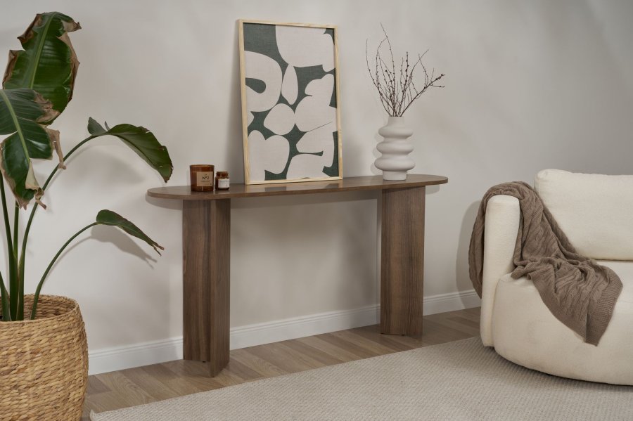 NORDVRK Sira konsolbord, oval - valnd melamin (150x35)