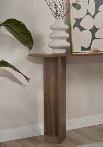 NORDVRK Sira konsolbord, oval - valnd melamin (150x35)