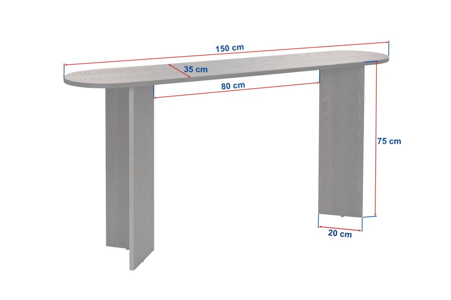 NORDVRK Sira konsolbord, oval - valnd melamin (150x35)