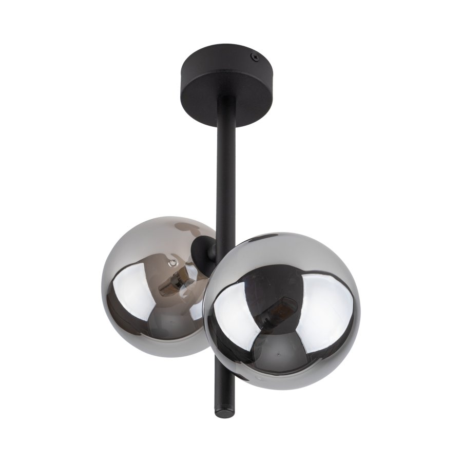 TK Ester loftlampe, m. 2 skrme - sort glas og metal