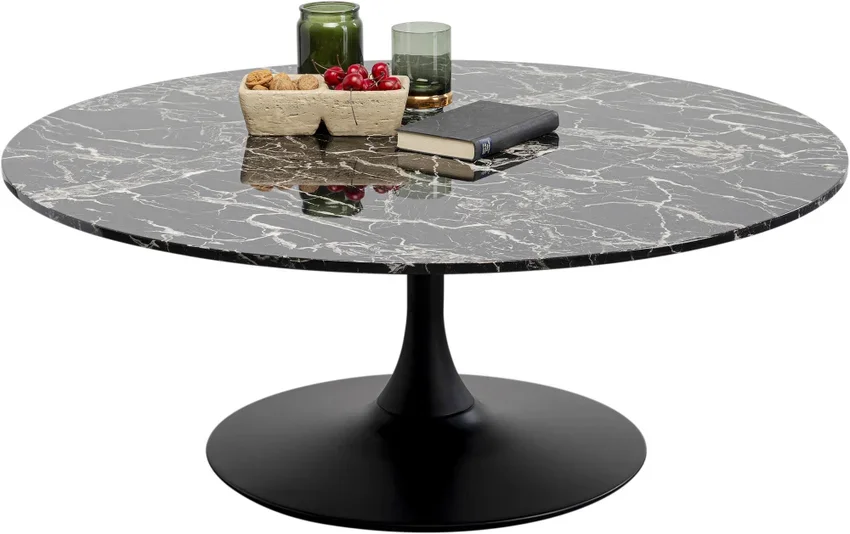KARE DESIGN Schickeria sofabord, rund - sort marmorlook laminat og sort stl (110)
