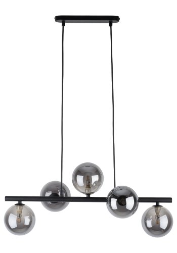 TK Ester taklampe, m. 5 skjermer - svart glass og metall