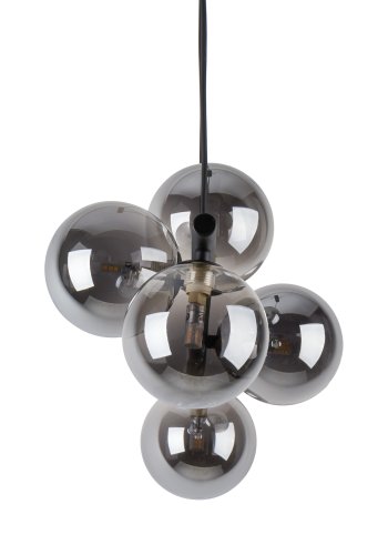 TK Ester taklampe, m. 5 skjermer - svart glass og metall