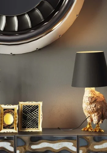 KARE DESIGN Animal Duck bordslampa - svart bomull och guld polyresin