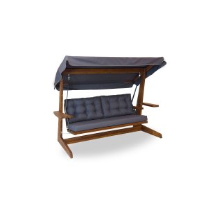 NORDVÄRK Viva 2400 udendrs triple hngesofa - antracitgr polyester stof og grantr