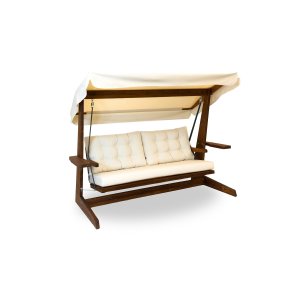 NORDVÄRK Viva 2400 udendrs triple hngesofa - beige polyester stof og grantr