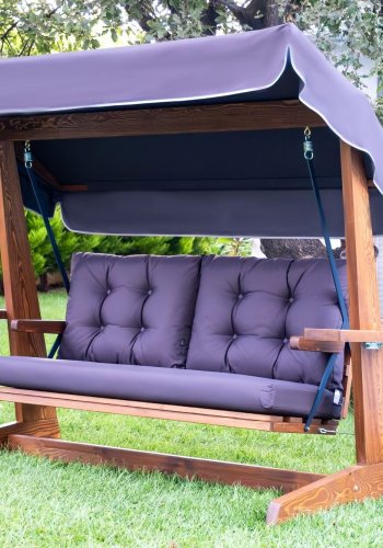 NORDVRK Viva 2200 utendrs trippelhengesofa - antrasittgrtt polyesterstoff og grantre