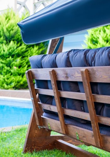 NORDVRK Viva 2200 utendrs trippelhengesofa - antrasittgrtt polyesterstoff og grantre