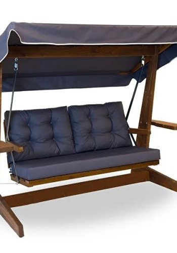 NORDVRK Viva 2200 utendrs trippelhengesofa - antrasittgrtt polyesterstoff og grantre