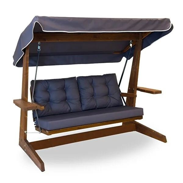 NORDVRK Viva 2200 utendrs trippelhengesofa - antrasittgrtt polyesterstoff og grantre