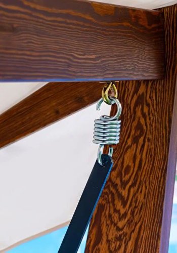 NORDVRK Viva 2200 utendrs trippel hengende sofa - beige polyesterstoff og grantre