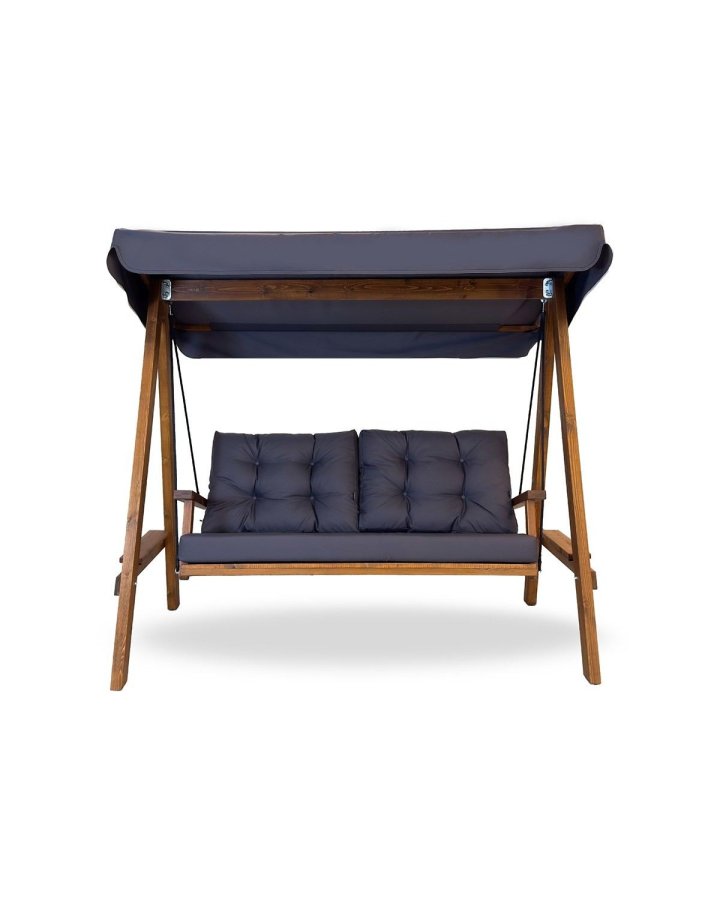 NORDVÄRK Pera 2000 utendrs dobbel hengesofa - antrasittgrtt polyesterstoff og grantre