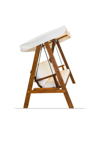 NORDVÄRK Pera 2000 utendrs dobbel hengesofa - beige polyesterstoff og gran