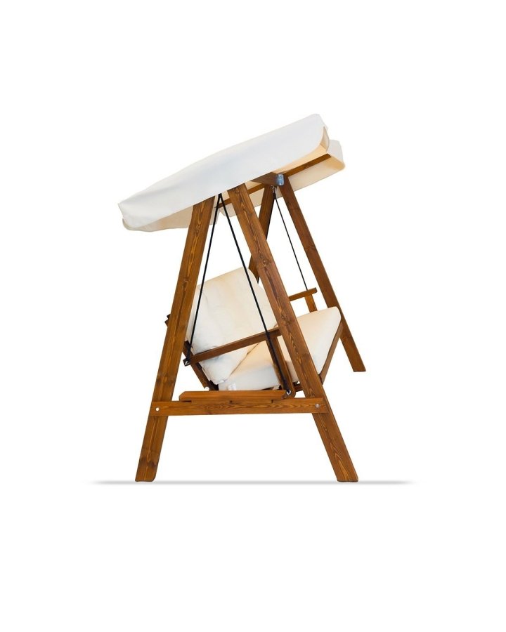 NORDVÄRK Pera 2000 utendrs dobbel hengesofa - beige polyesterstoff og gran