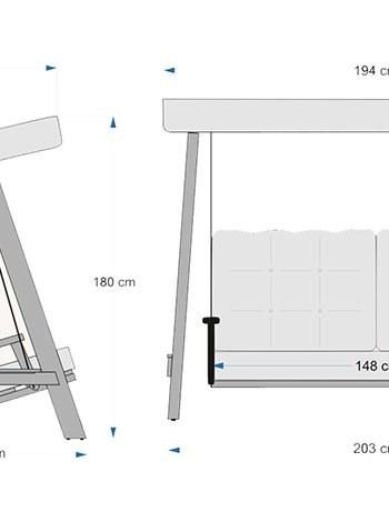 NORDVÄRK Pera 2000 utendrs dobbel hengesofa - beige polyesterstoff og gran