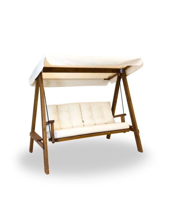 NORDVÄRK Pera 2000 utendrs dobbel hengesofa - beige polyesterstoff og gran