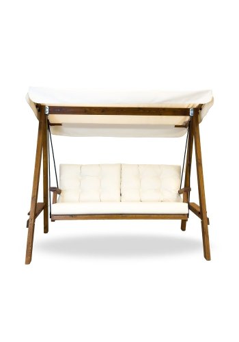 NORDVÄRK Pera 2000 utendrs dobbel hengesofa - beige polyesterstoff og gran