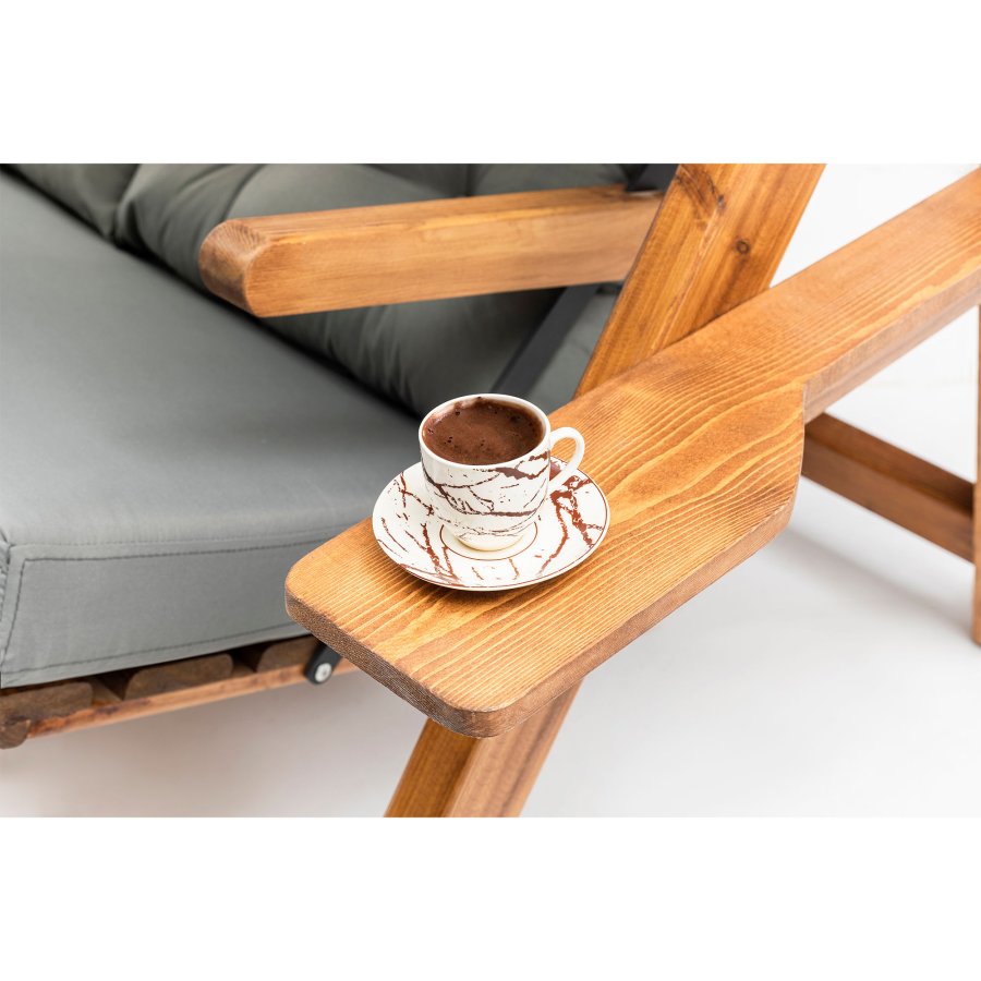 NORDVRK Galata Swing S1 utendrs enkel hengesofa - grtt polyesterstoff og naturlig furu