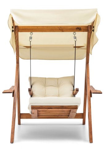 NORDVRK Galata Swing S1 utendrs enkel hengesofa - kremfarget polyesterstoff og naturlig furu