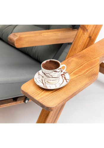 NORDVRK Galata Swing S2 utendrs dobbel hengesofa - grtt polyesterstoff og naturlig furu