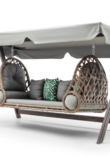 NORDVÄRK Saltanat utendrs trippelhengsofa - grtt polyesterstoff og furu