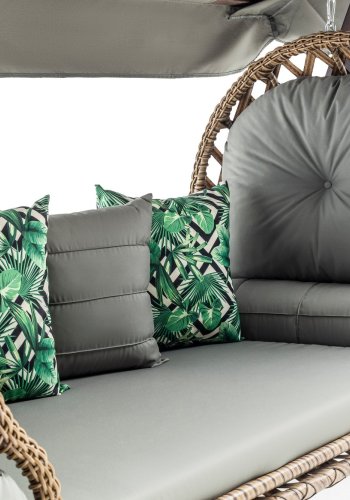 NORDVÄRK Saltanat utendrs trippelhengsofa - grtt polyesterstoff og furu