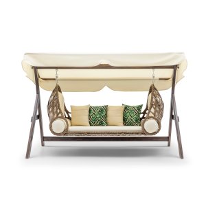 NORDVÄRK Saltanat udendrs triple hngesofa - creme polyester stof og fyrretr