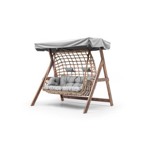 NORDVÄRK Girne udendrs dobbelt hngesofa - gr polyester stof og fyrretr